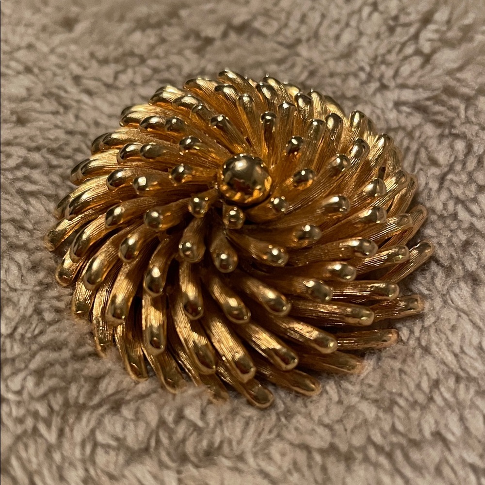 Elegant Gold Swirl Brooch